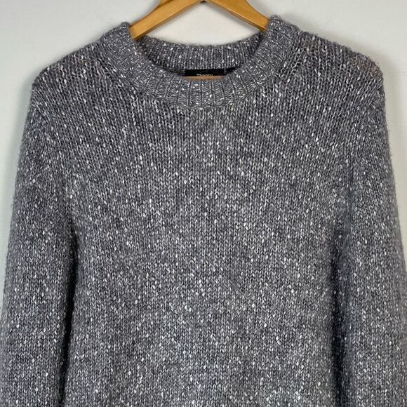 Theory Tweed Alpaca Speckled Crewneck Knit Sweater Small NEW Gray Quiet Luxury - Picture 3 of 12